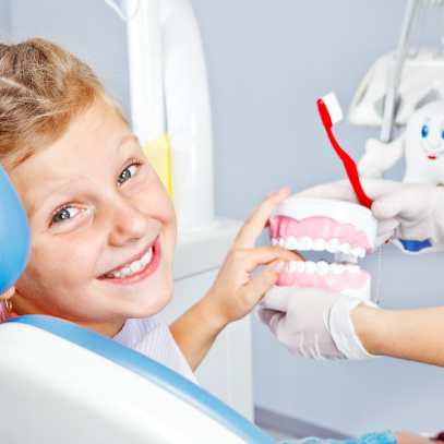 Boy having fun at the dentist