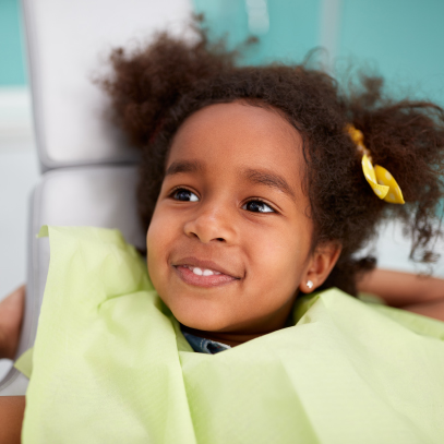 Little girl happy at the dentist