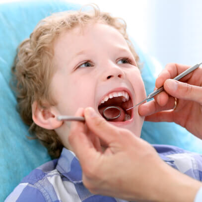 Boy at dental exam