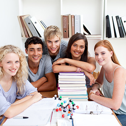 Teens studying