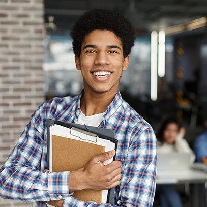 Teen boy with white teeth