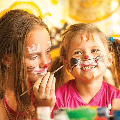 children with face paintings