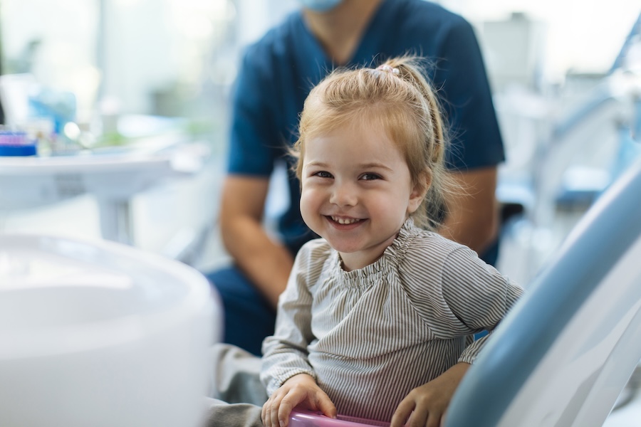 girl in dental chair at a tyler children's dentist
