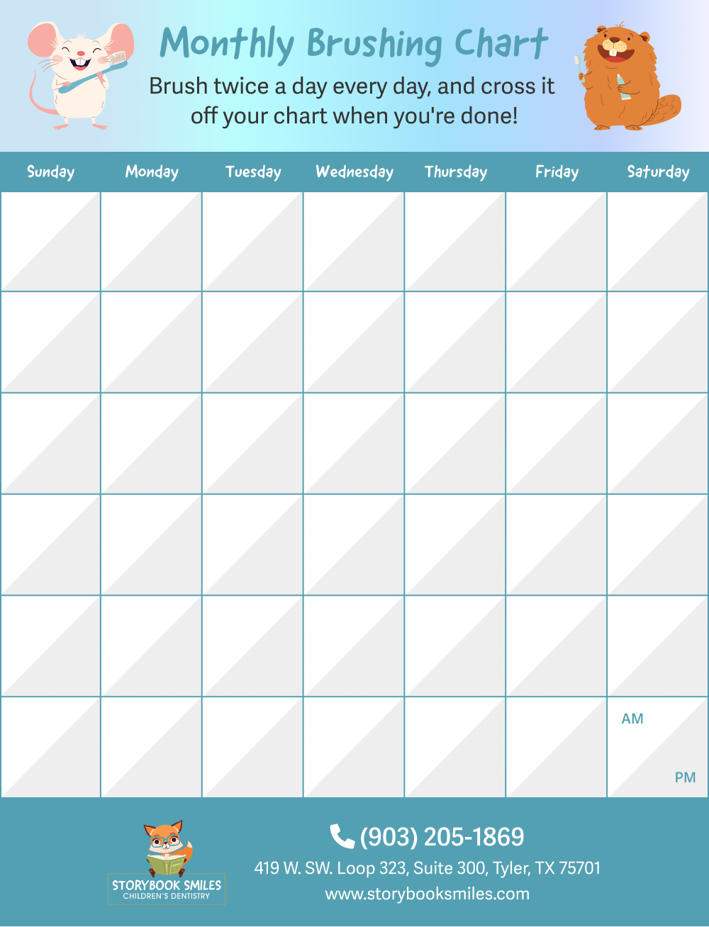 monthly brushing calendar for great dental habits in 2026